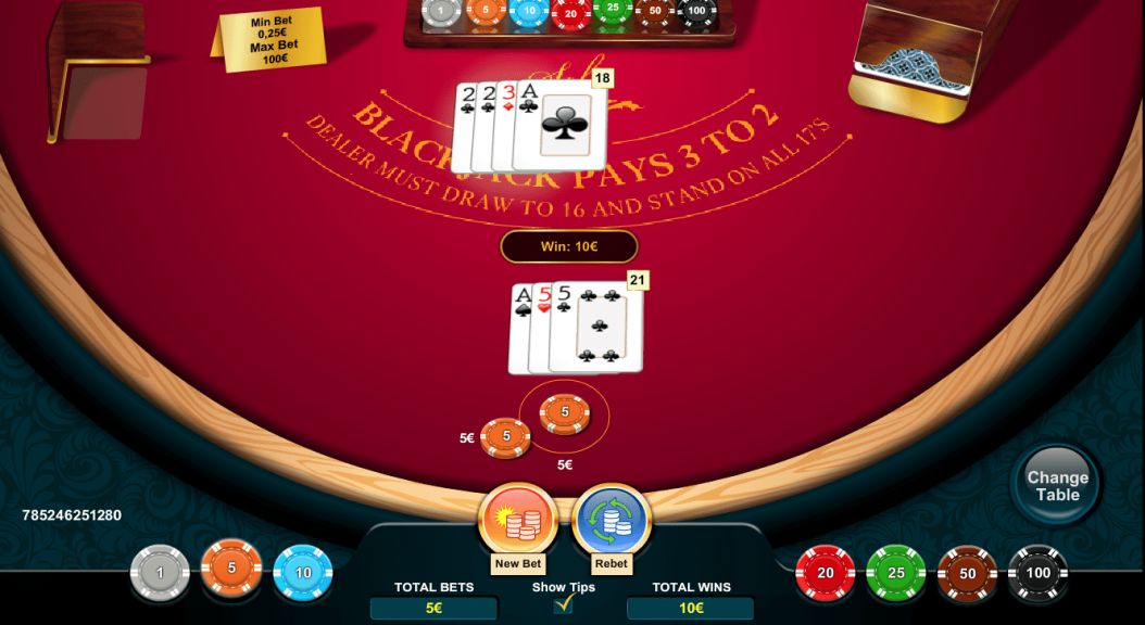 Blackjack solo - win